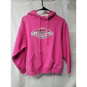 Retro Vision Apparel Pink Pullover Hoodie Size S Las Vegas Pouch Pocket